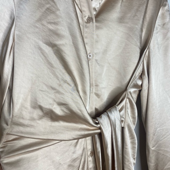 REVOLVE Song of Style Marta Long Sleeve Satin Dress / Champagne / Size Small - Picture 9 of 10